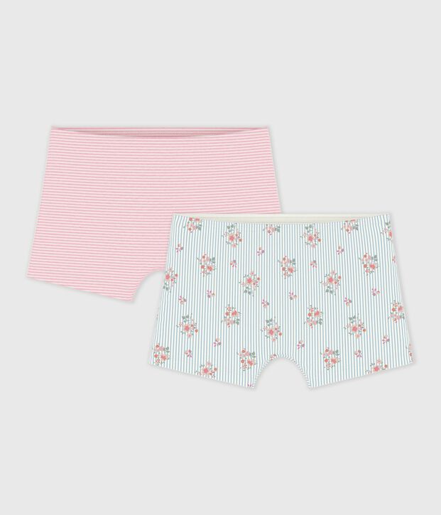 Juego de culottes infantiles largos de algod&oacute;n con estampado de flores multicolor