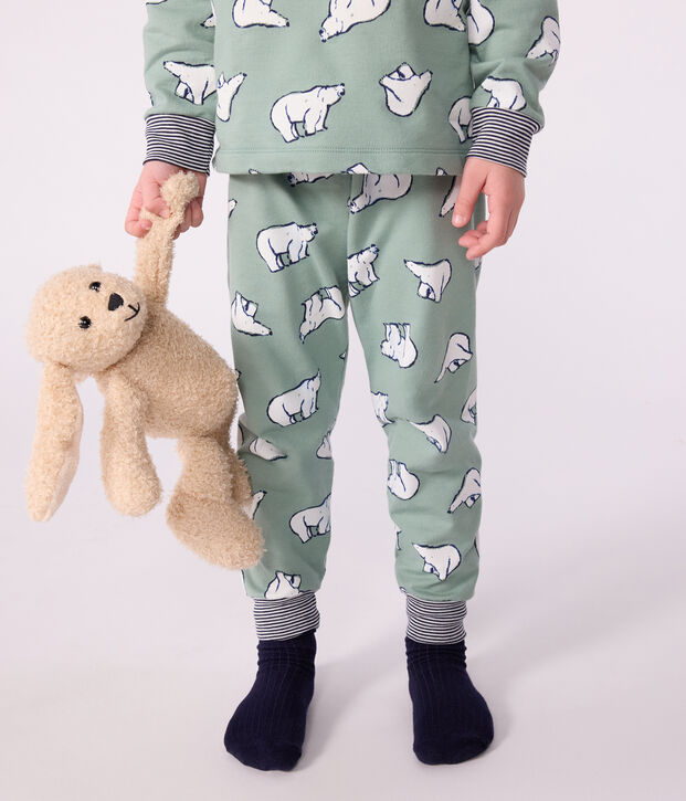 Pijama infantil de felpa con estampado de osos verde/multicolor