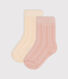 Juego de 2 pares de calcetines lisos de punto de algodón para bebé