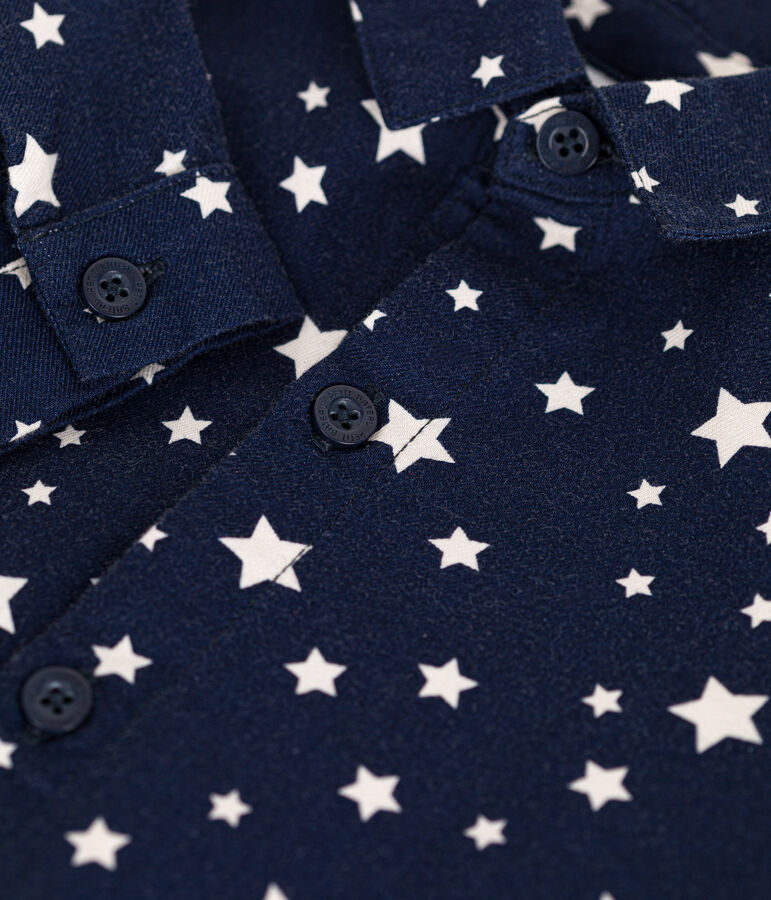 Camisa de franela para beb&eacute; azul/blanco