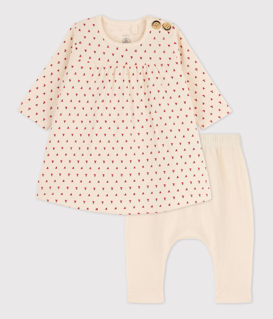 Vestido legging estampado de bebé de túbico de algodón blanco AVALANCHE/ MULTICO