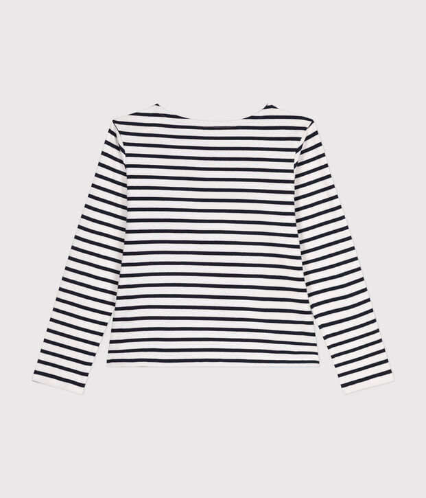 Marinera de algod&oacute;n con botones para mujer blanco/azul