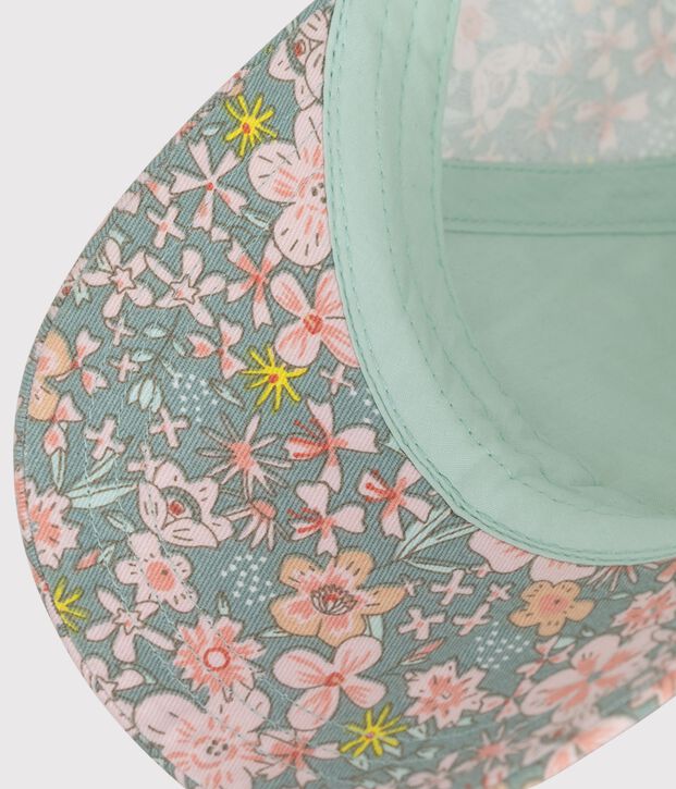 Sombrero de sarga con estampado de flores para beb&eacute; azul/multicolor
