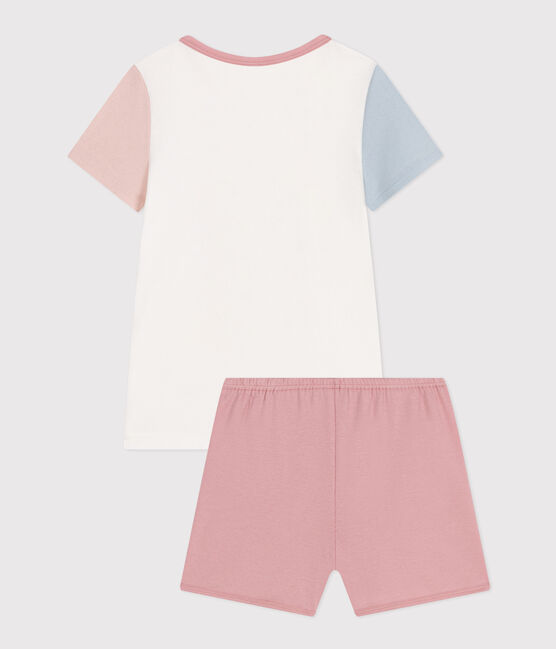 Pijama infantil corto y liso de algodón blanco MARSHMALLOW/blanco MULTICO