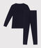 Pijama infantil liso de algodón azul SMOKING
