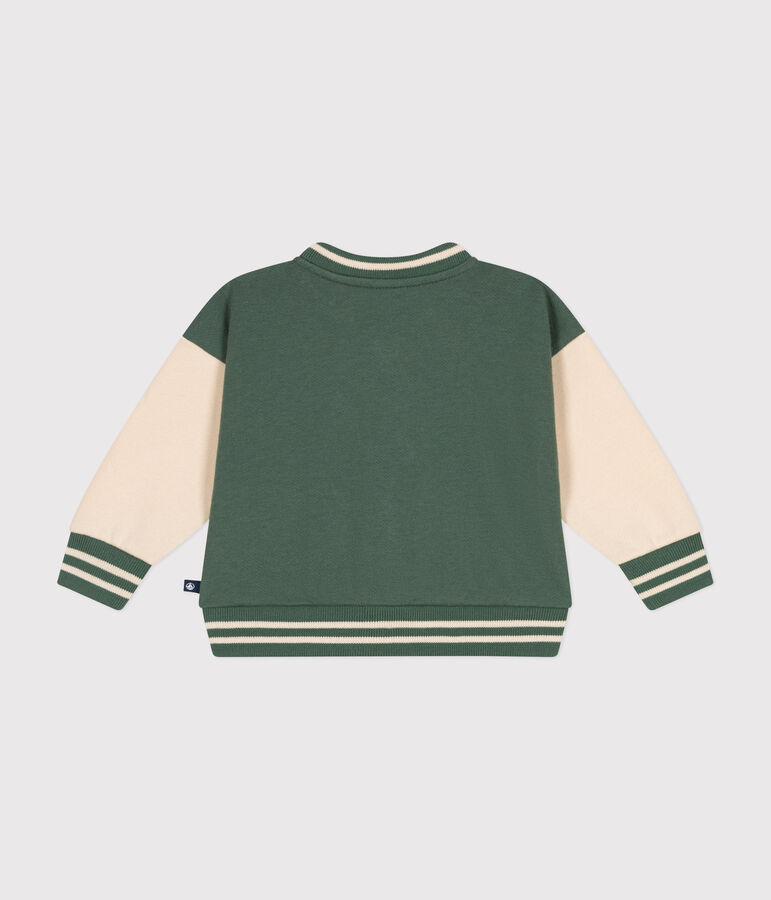 Chaqueta teddy de felpa para beb&eacute; verde/crudo