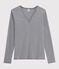 Camiseta de cuello de pico emblemática de algodón de mujer azul SMOKING/blanco MARSHMALLOW