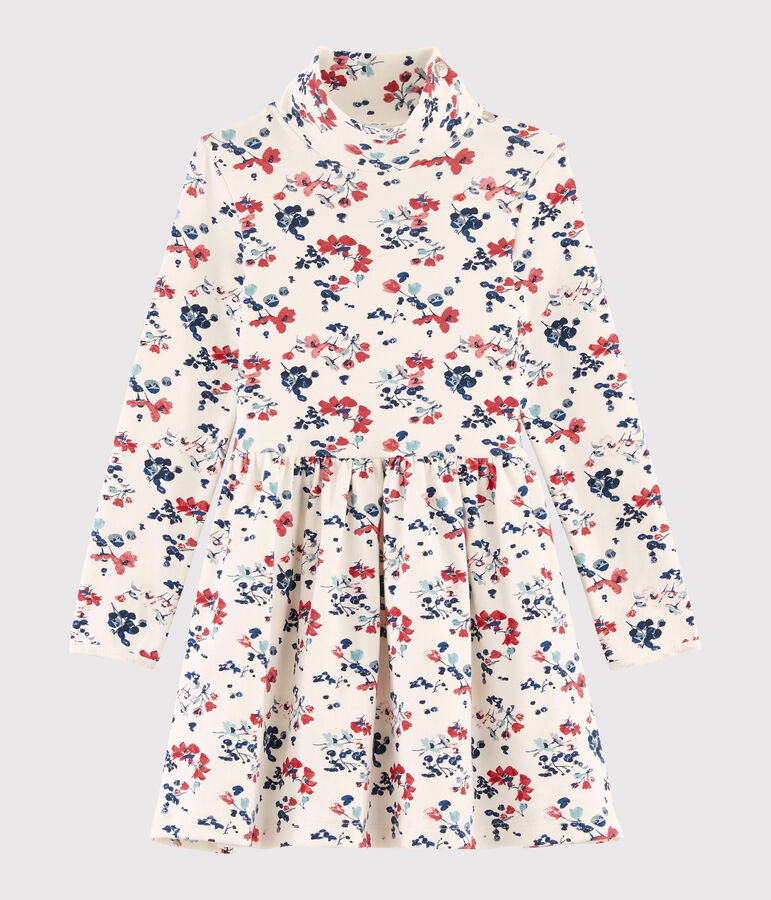 Vestido de manga larga para ni&ntilde;a blanco/multicolor