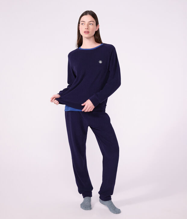 Pijama liso de rizo de algod&oacute;n para mujer SOIR