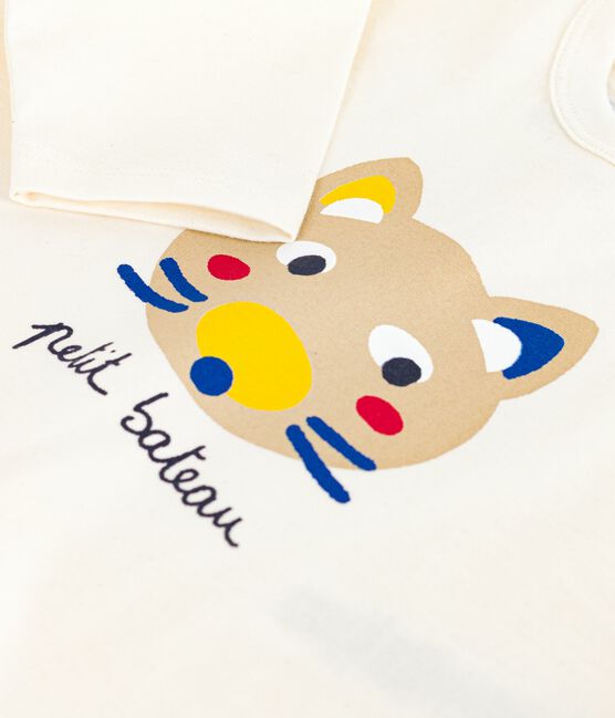 Camiseta de algodón de manga larga con estampado de gato para bebé MILK/ MULTICO