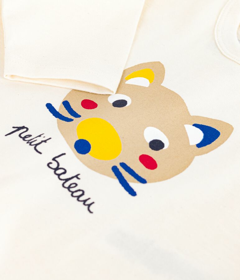 Camiseta de algod&oacute;n de manga larga para beb&eacute; crudo/multicolor