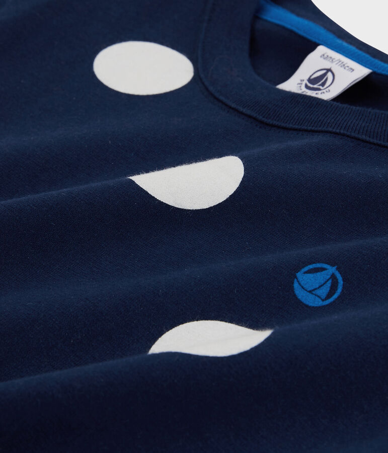 Camiseta de manga corta de algod&oacute;n de ni&ntilde;o azul MEDIEVAL/blanco MARSHMALLOW