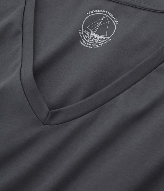 Camiseta manga larga de algodón sea island para mujer gris MAKI