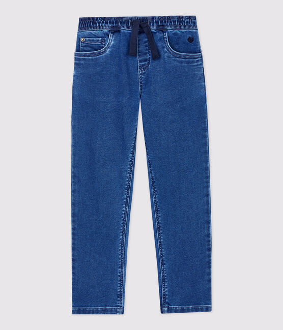 Pantalón de corte normal de tejido vaquero orgánico de niño azul DENIM BLEU DELAVE