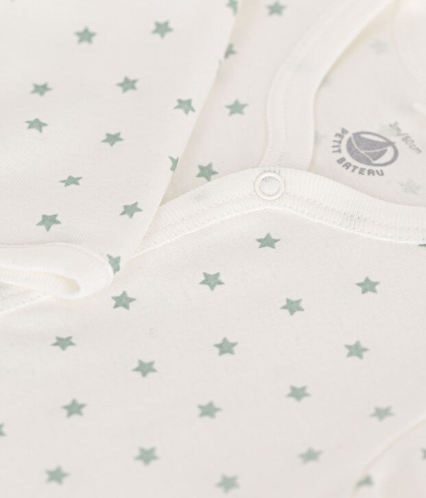 Pijama sin pies de algod&oacute;n para beb&eacute; blanco/verde