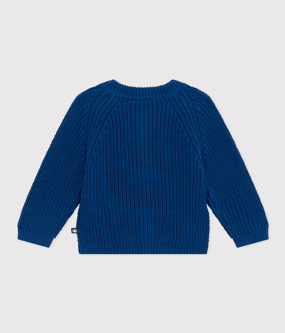 Cárdigan de punto de algodón para bebé azul INCOGNITO