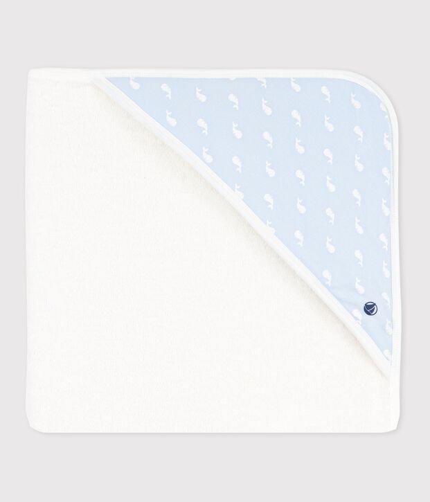 Capa de ba&ntilde;o de algod&oacute;n para beb&eacute; azul/azul
