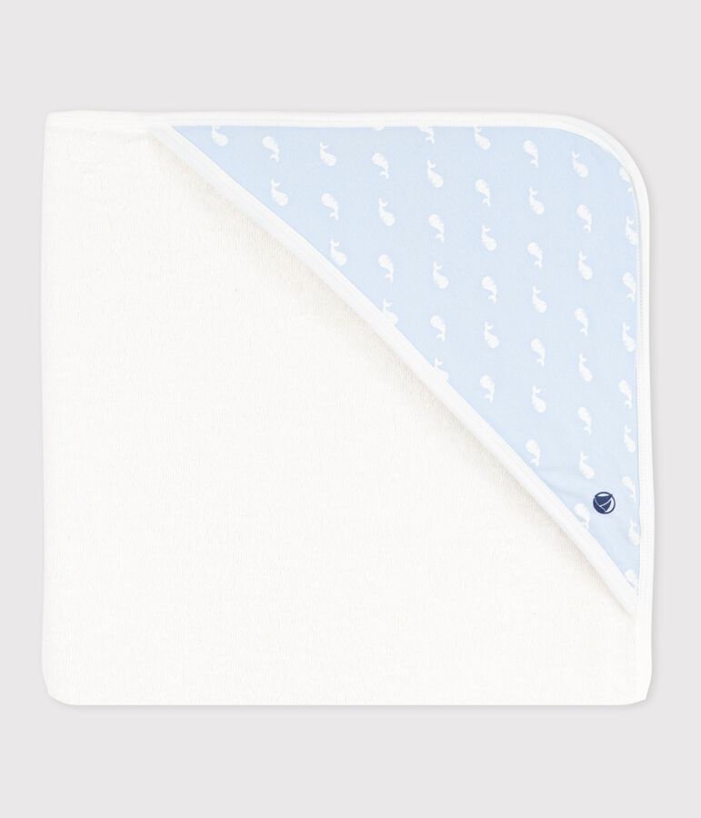 Capa de ba&ntilde;o de algod&oacute;n para beb&eacute; azul/azul