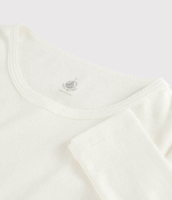 Camiseta de lana y algodón de mujer blanco MARSHMALLOW