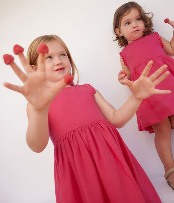 Vestido sin mangas de lino para niña rosa DELHI