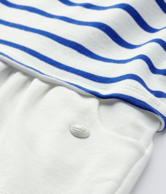Vestido de bebé niña con mangas cortas blanco MARSHMALLOW/azul PERSE