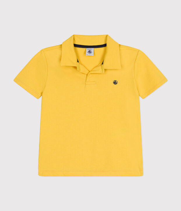 Polo de manga corta de algod&oacute;n para ni&ntilde;o amarillo