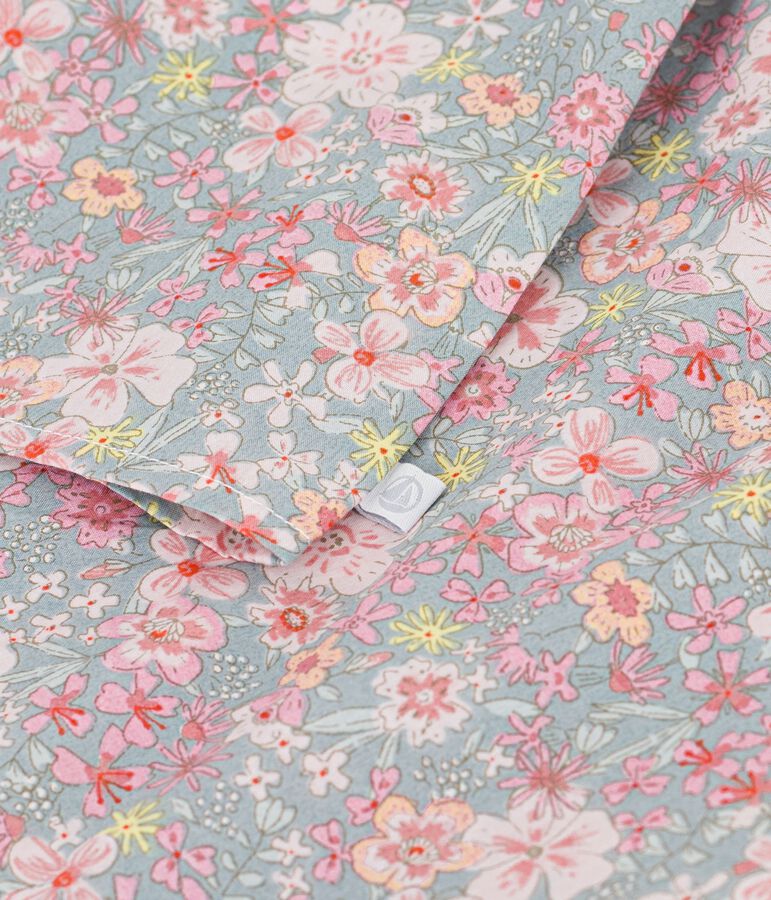 Blusa infantil de algod&oacute;n de manga corta con estampado de flores azul/multicolor