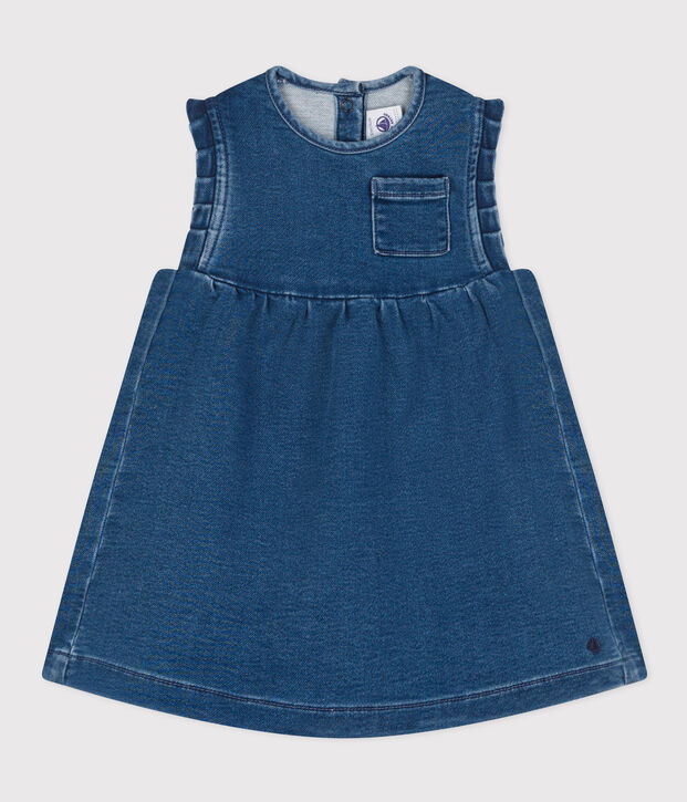 Vestido de tejido vaquero ecol&oacute;gico de beb&eacute; azul