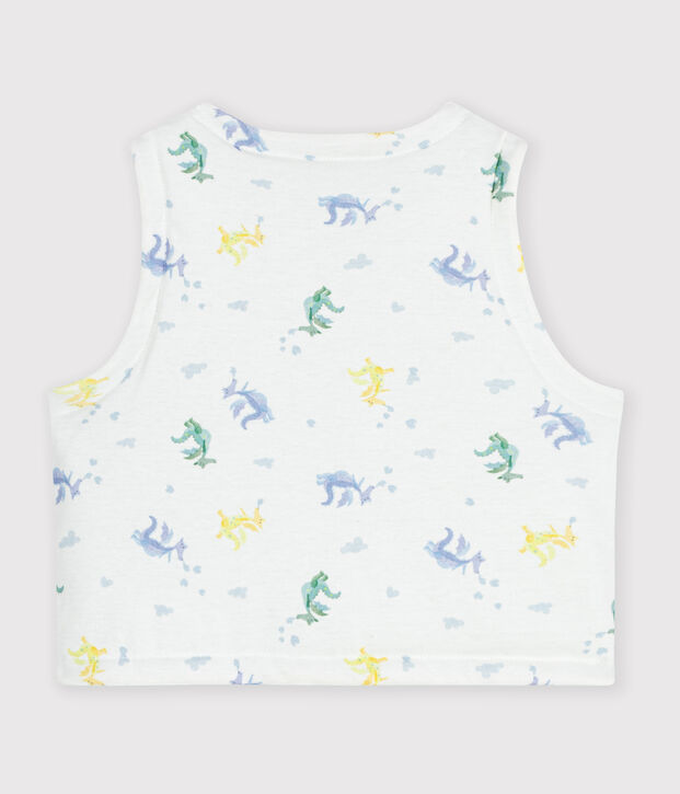Chaleco reversible de algod&oacute;n con estampado de dragones para beb&eacute; blanco/multicolor