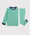 Pijama de mil rayas verde de niño pequeño con acanalado verde PRADO/blanco MARSHMALLOW