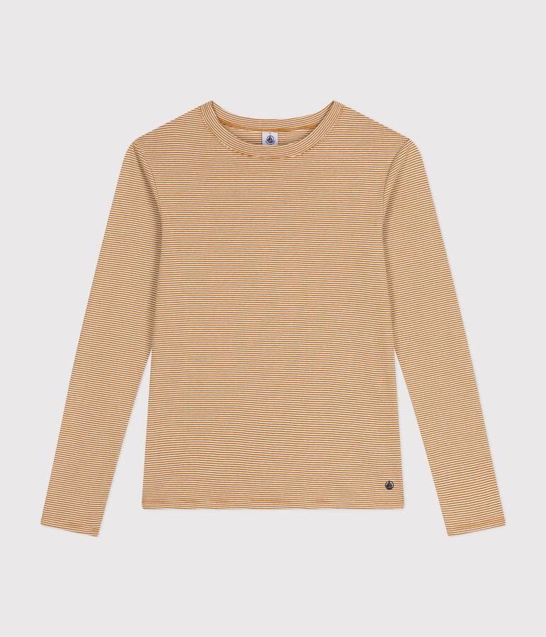 Camiseta Iconique de manga larga de punto a rayas para mujer marron/blanco
