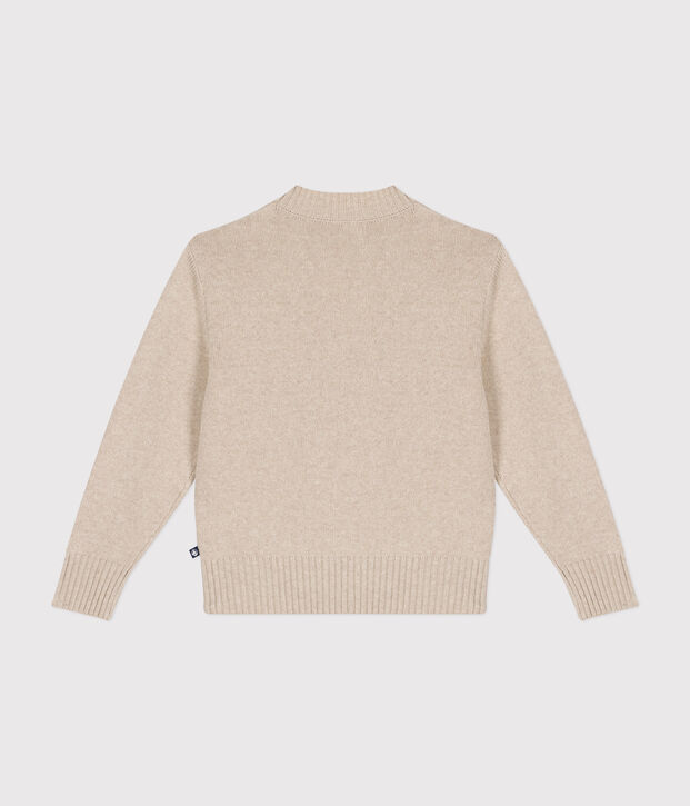 Jersey de lana y algod&oacute;n para mujer crudo/rojo