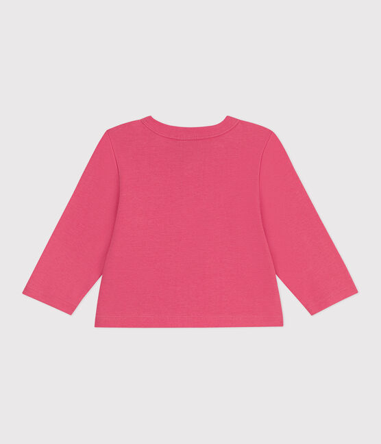 Cárdigan de algodón liso para bebé rosa PEONIA