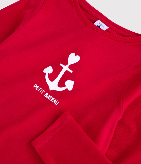 Camiseta de manga larga de algodón de niña rojo TERKUIT