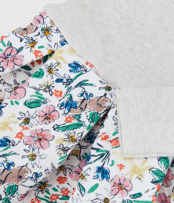 Vestido de manga larga de muletón de niña blanco MARSHMALLOW/blanco MULTICO