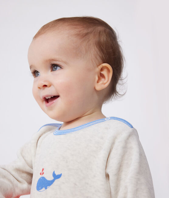 Pijama de terciopelo con abertura trasera para bebé beige MONTELIMAR CHINE