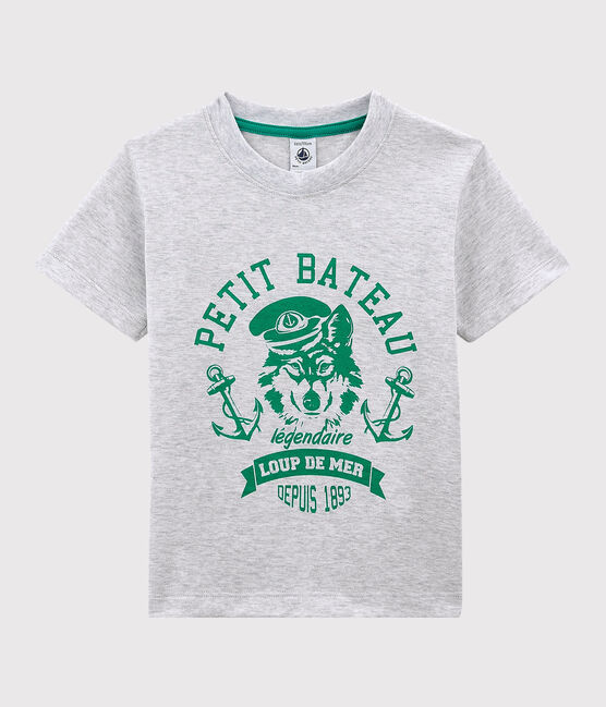 Camiseta de manga corta de punto de niño gris POUSSIERE CHINE