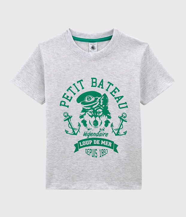 Camiseta de manga corta de punto de ni&ntilde;o gris