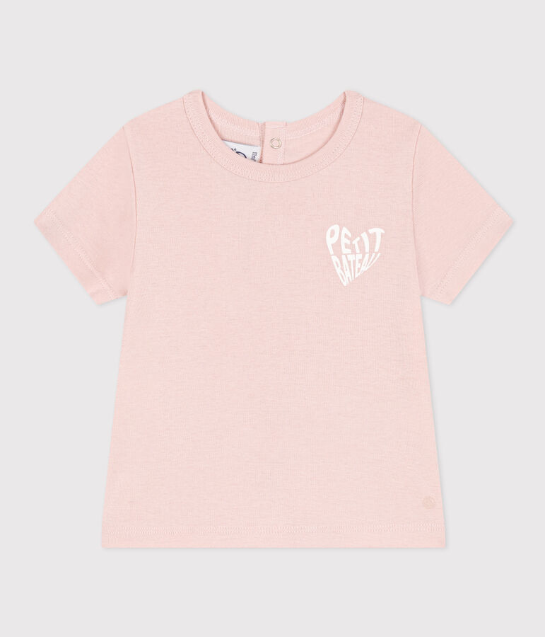 Camiseta de manga corta de algod&oacute;n para beb&eacute; rosa