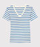 Camiseta L'ICONIQUE con cuello de pico de algodón orgánico de mujer blanco MARSHMALLOW/azul DELFT