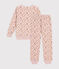 Pijama infantil de terciopelo con estampado de flores rosa SALINE/blanco MULTICO