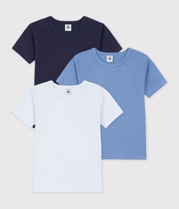 Juego de camisetas infantiles lisas de algod&oacute;n de manga corta multicolor
