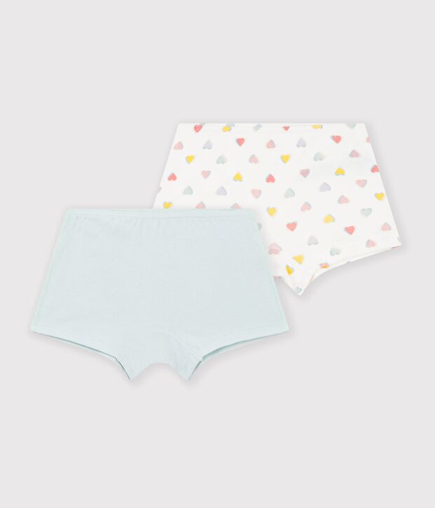 Juego de culottes infantiles largos de algod&oacute;n con corazones multicolor