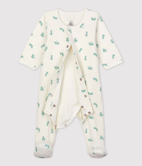 Bodyjama de algodón orgánico de bebé blanco MARSHMALLOW/ HERBIER