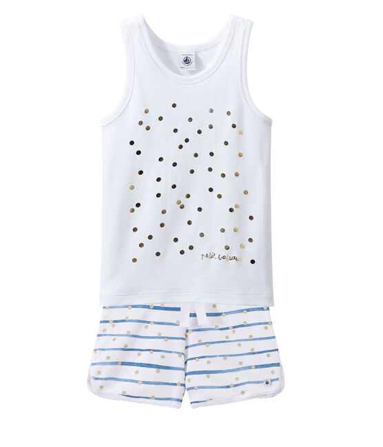Pijama corto blanco ECUME/azul BLEU/ OR
