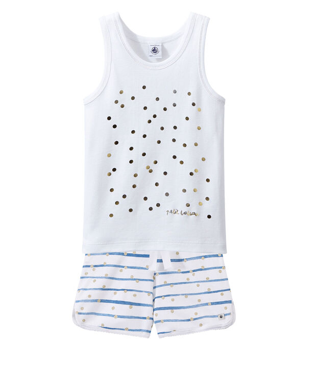 Pijama corto blanco/azul/amarillo
