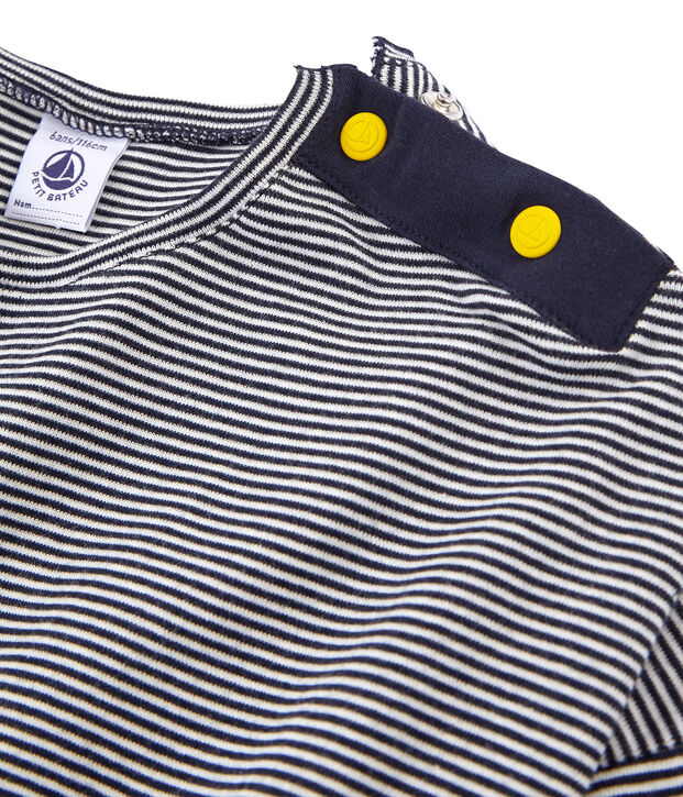 Camiseta manga larga infantil para ni&ntilde;a azul/blanco