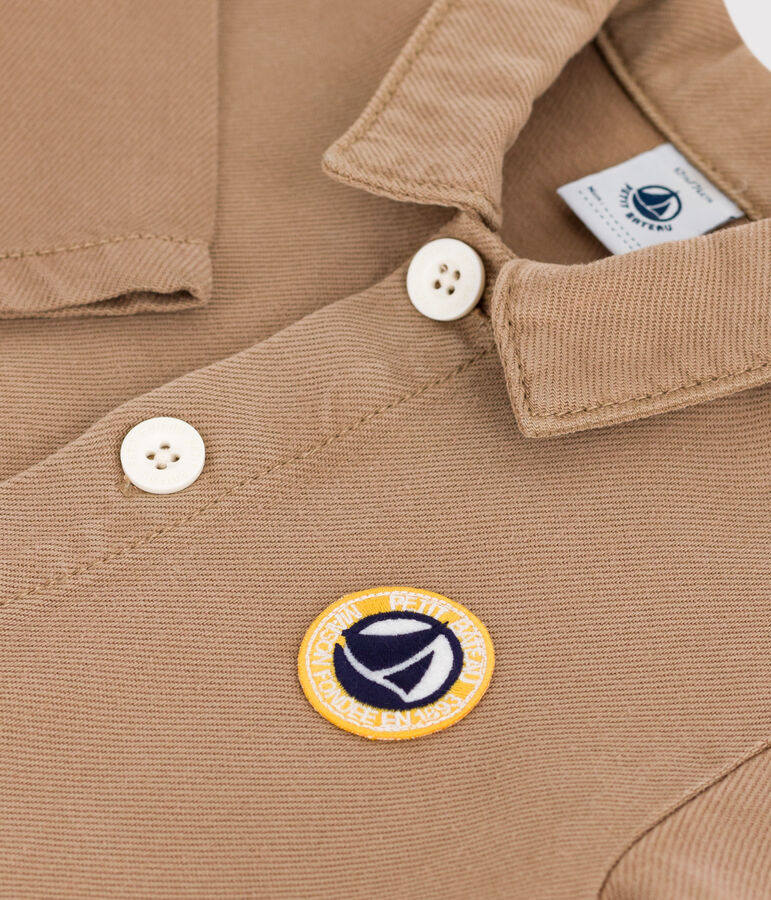 Mono largo estilo worker de algod&oacute;n liso para beb&eacute; beige