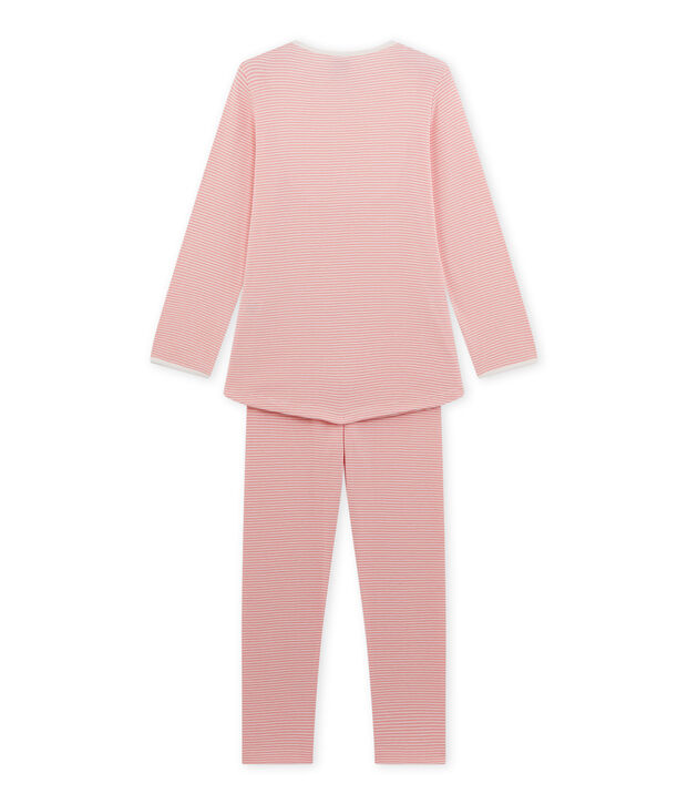Pijama milrayas para ni&ntilde;a rosa/blanco