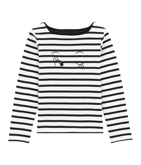 Marinera para niña en jersey blanco MARSHMALLOW/azul SMOKING